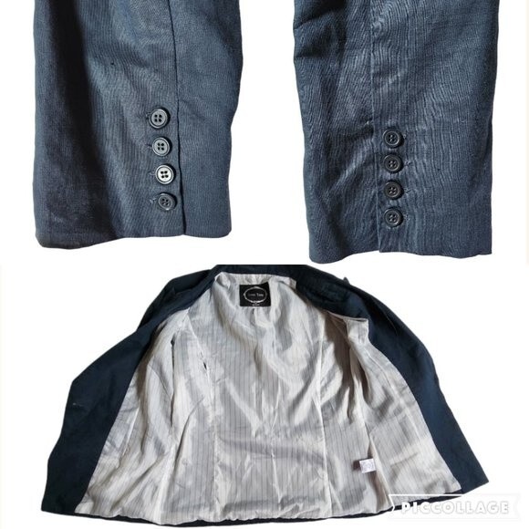 Love Tree Bluish Tint 1-Button Linen Blazer with Pinstripe Lining Size M - Picture 7 of 11